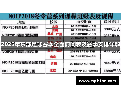 2025年东部足球赛季全面时间表及赛事安排详解